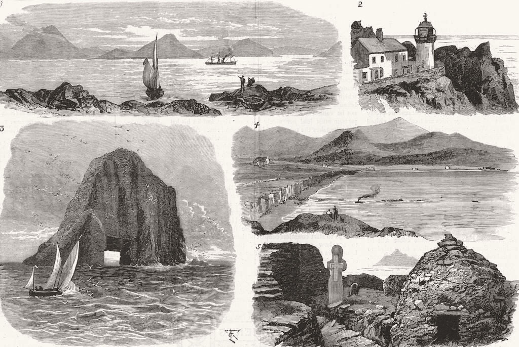 IRELAND. Ballinskelligs Bay; Great Skellig; Dursey head 1884 old antique print